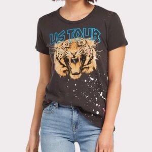 Chaser • Black US Tour Tiger Gauzy Distressed Tee • Size S